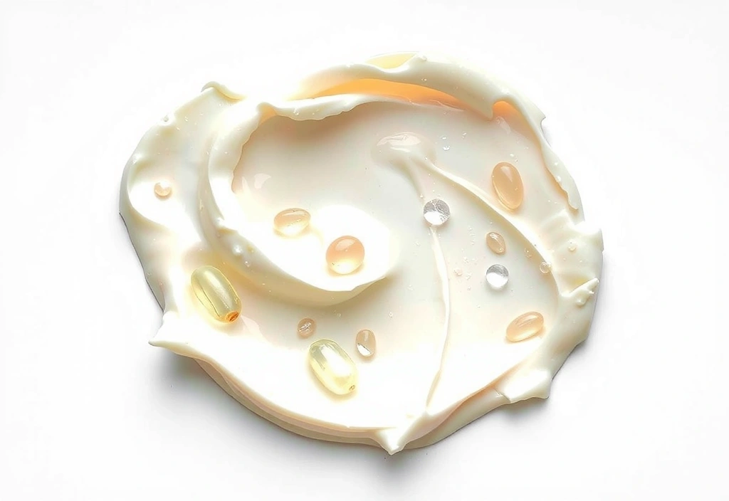 Texture of a rich anti-aging cream with active ingredients