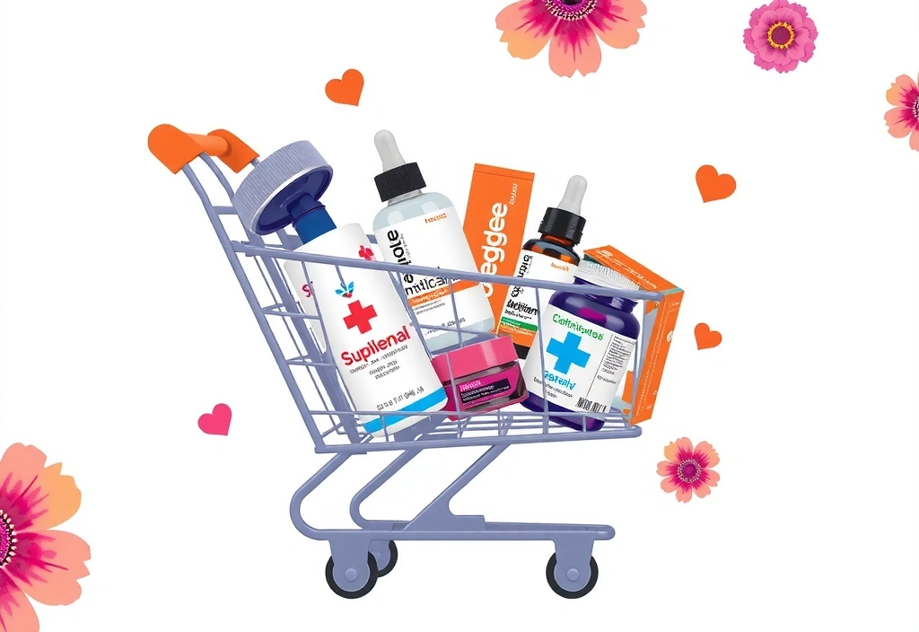 Online shopping cart with various health and beauty products
